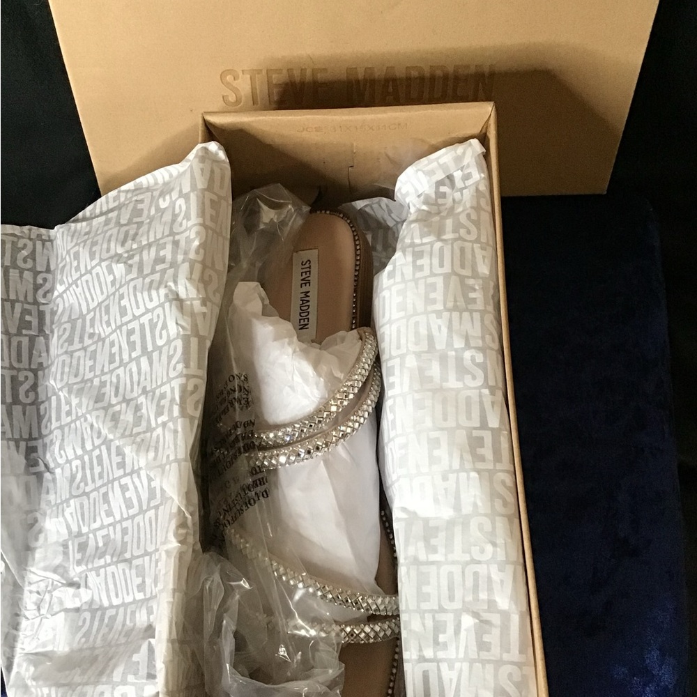 Steve Madden Silver Rhinestone Sandals - Picture 5 of 5